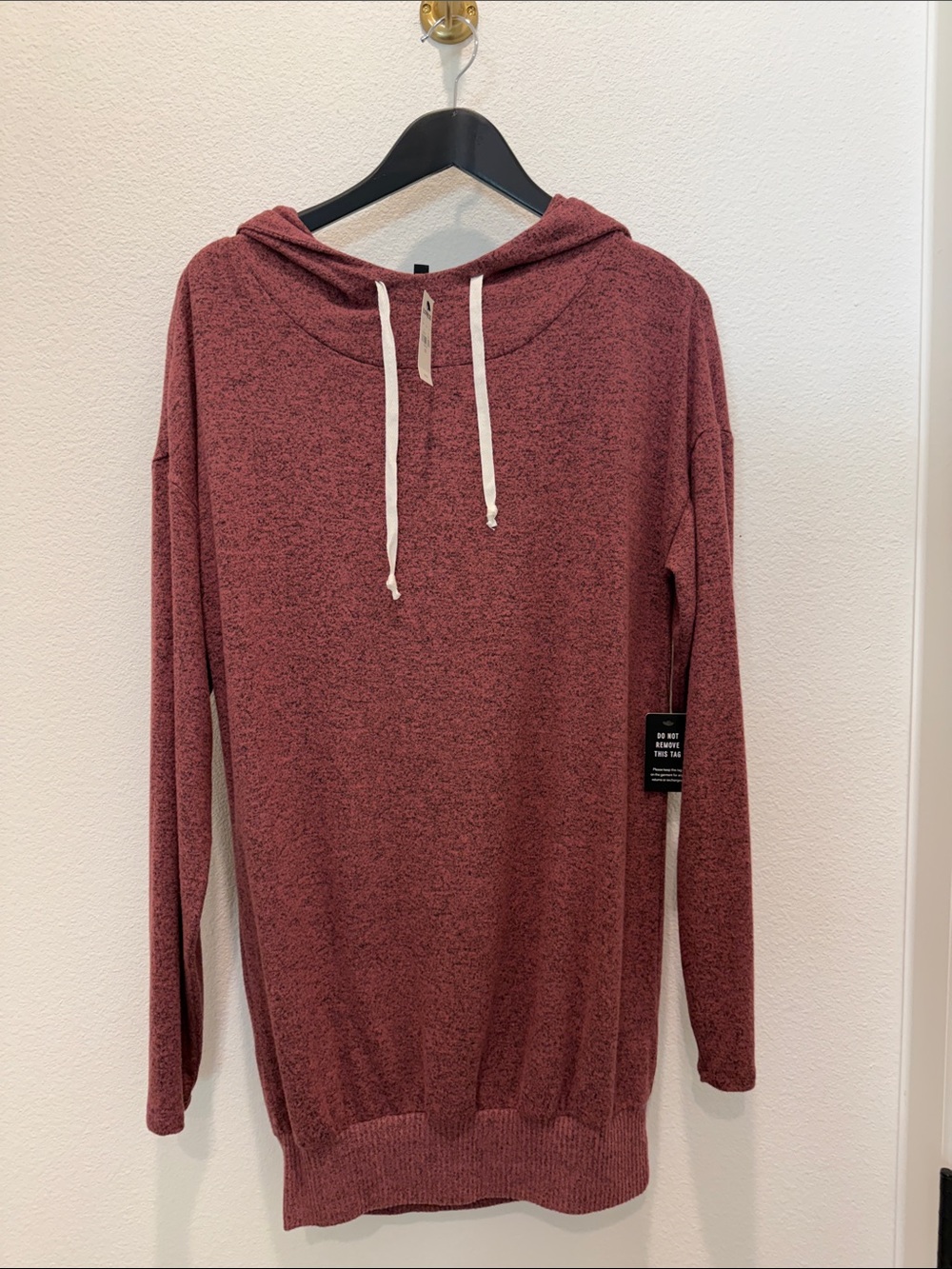 Express Marled Dusty Rose Hooded Tunic Sweater Dress